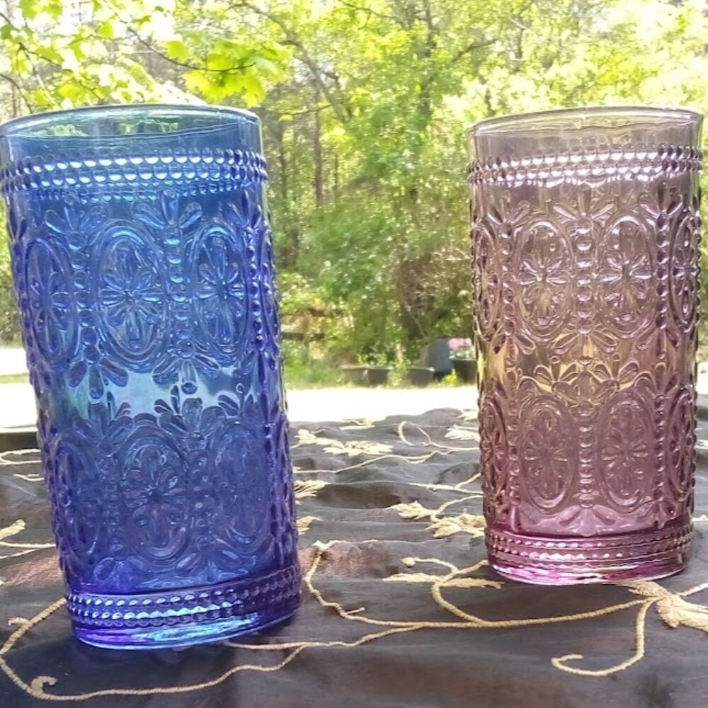 Vintage colored drinking glasses